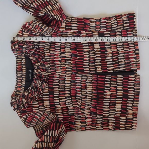 Ivy Chic NY Double Loop Layer Neckline Cropped Lined Blazer LARGE Black Red - Picture 15 of 16